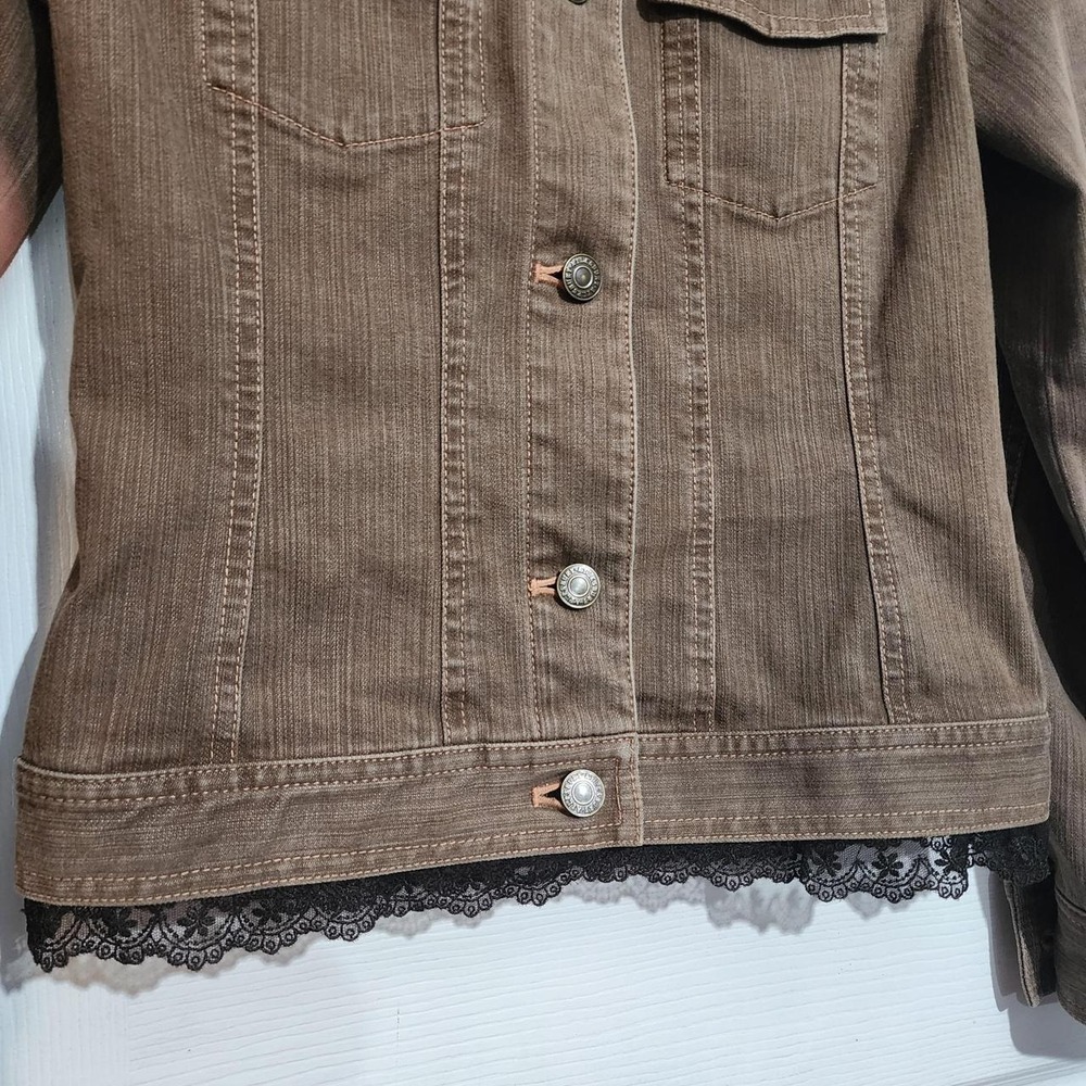 Vintage Brown Fox Fur Denim Jacket - Picture 5 of 5